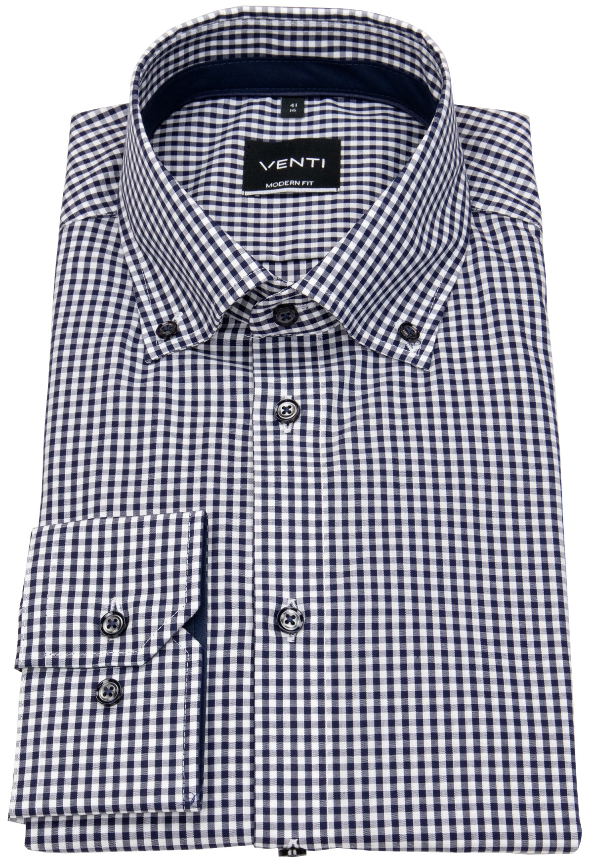 Venti Hemd - Modern Fit - Button Down Kragen - kariert - dunkelblau / weiß - ohne OVP