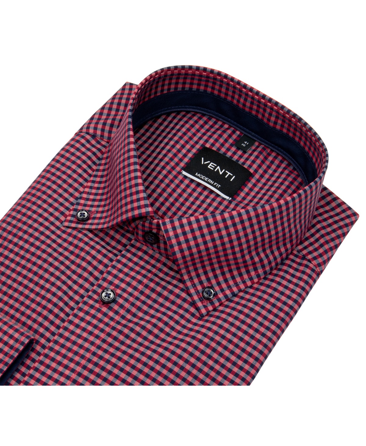 Venti Hemd - Modern Fit - Button Down Kragen - kariert - rot / dunkelblau