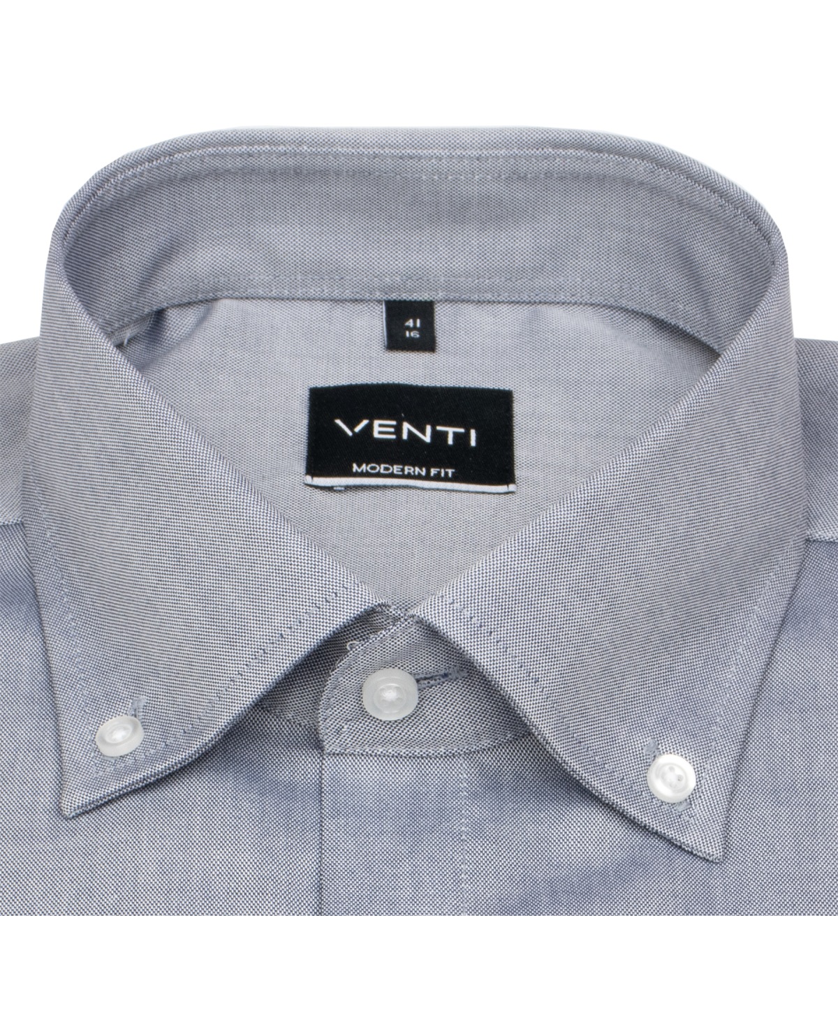 Venti Hemd - Modern Fit - Button Down Kragen - Oxford Struktur - blau