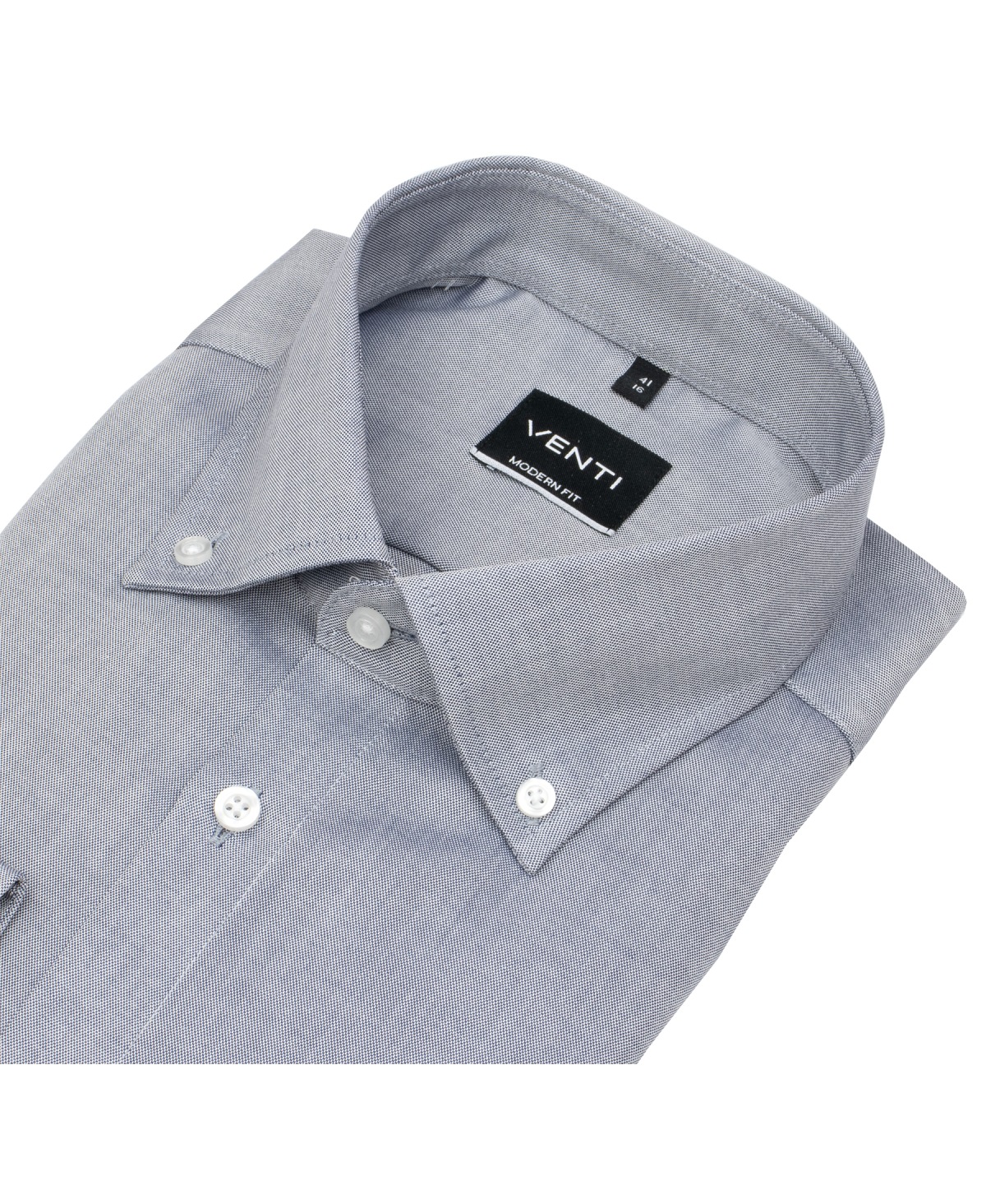 Venti Hemd - Modern Fit - Button Down Kragen - Oxford Struktur - blau