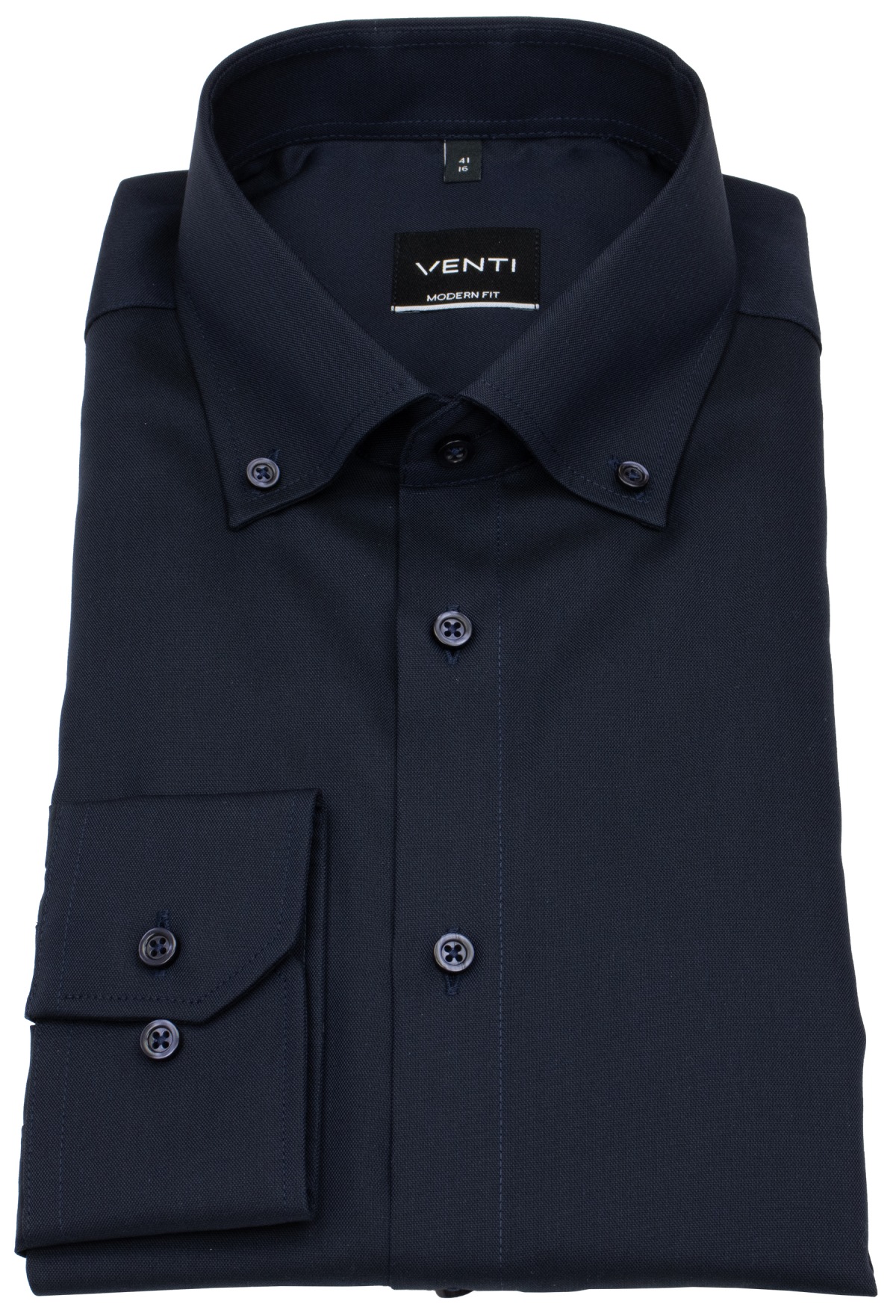 Venti Hemd - Modern Fit - Button Down Kragen - Oxford Struktur - dunkelblau