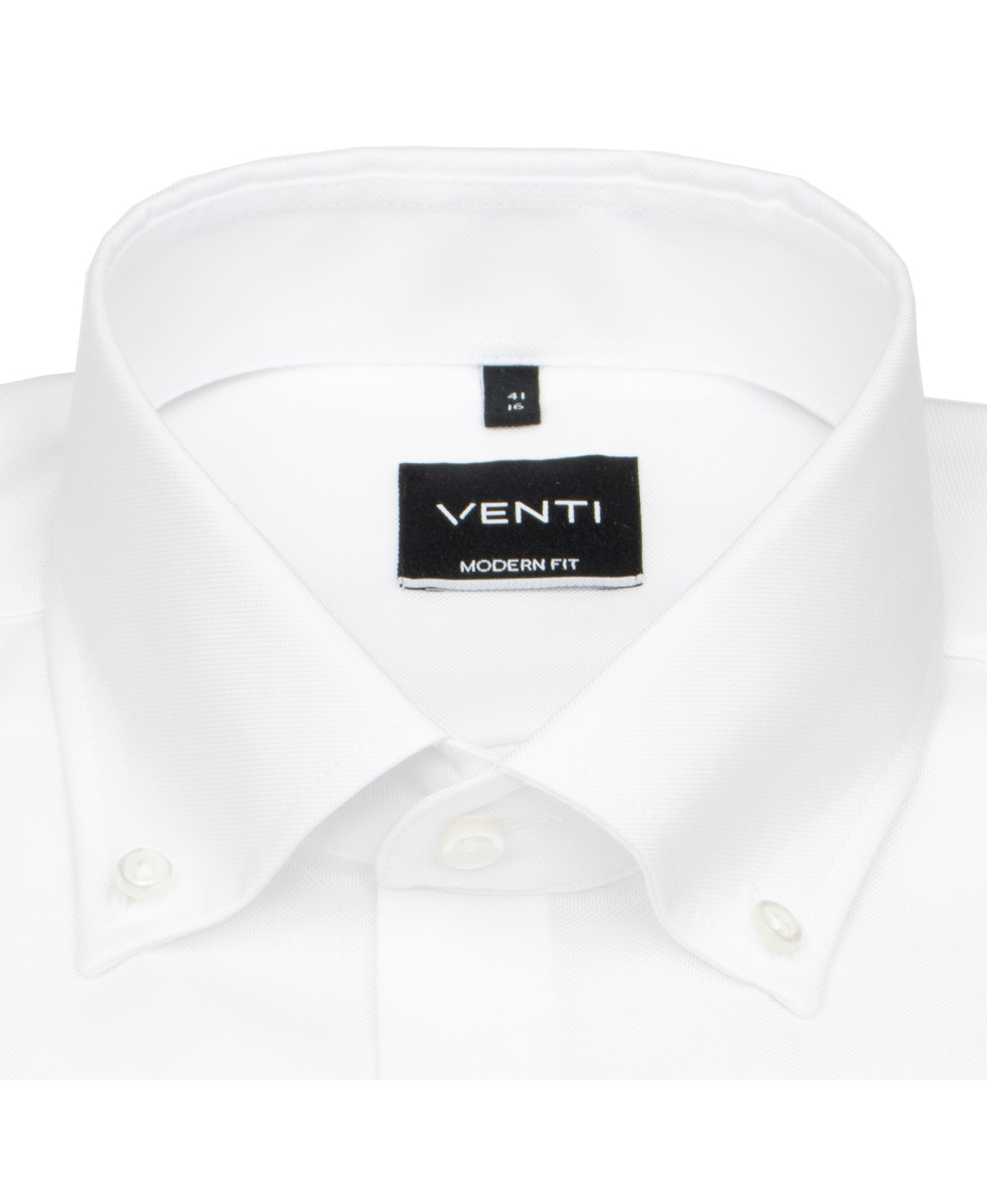 Venti Hemd - Modern Fit - Button Down Kragen - Oxford Struktur - weiß