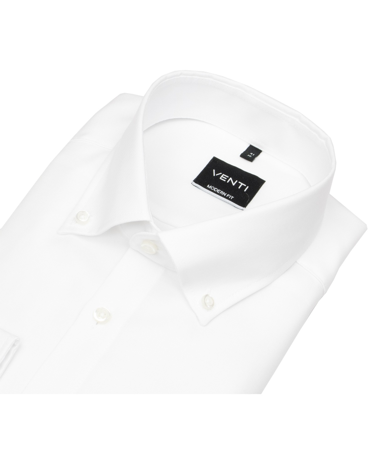 Venti Hemd - Modern Fit - Button Down Kragen - Oxford Struktur - weiß