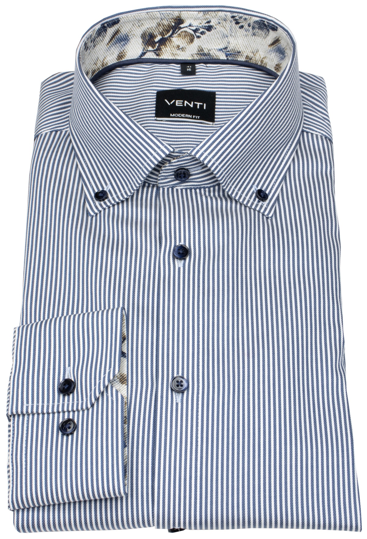 Venti Hemd - Modern Fit - Button Down Kragen - Streifen - blau