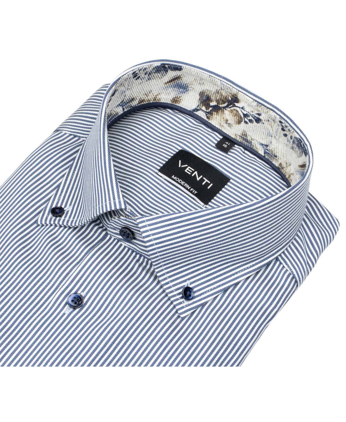 Venti Hemd - Modern Fit - Button Down Kragen - Streifen - blau
