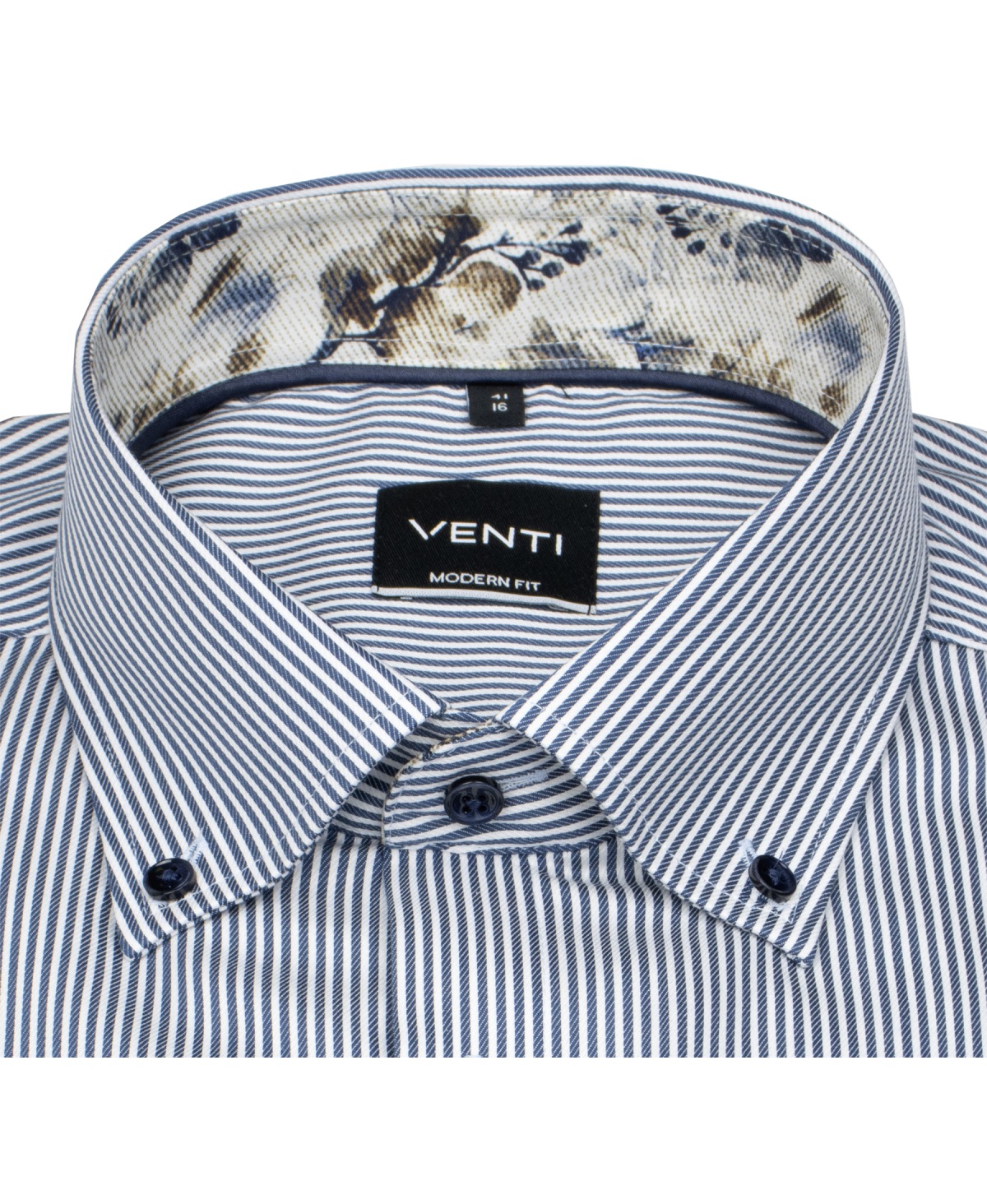 Venti Hemd - Modern Fit - Button Down Kragen - Streifen - blau