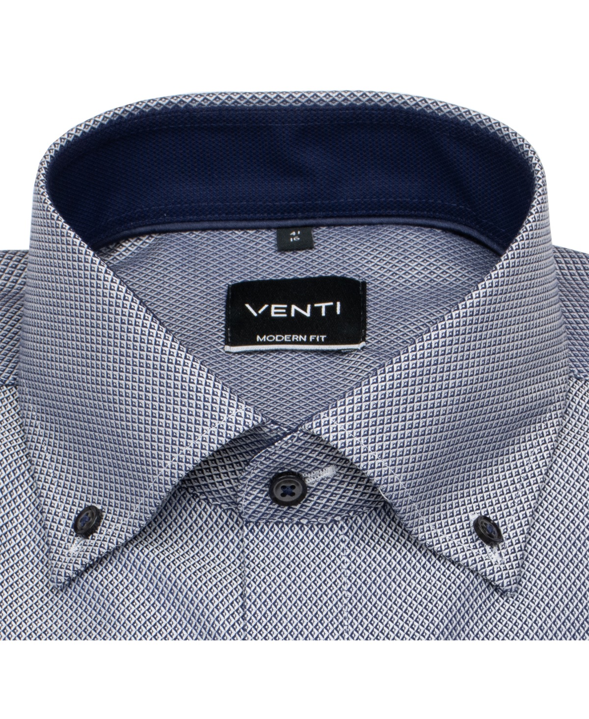 Venti Hemd - Modern Fit - Button Down - Struktur - Kontrastknöpfe - blau
