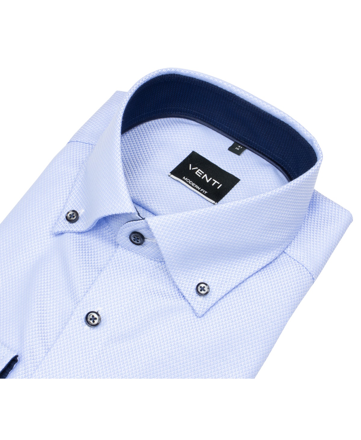 Venti Hemd - Modern Fit - Button Down - Struktur - Kontrastknöpfe - hellblau