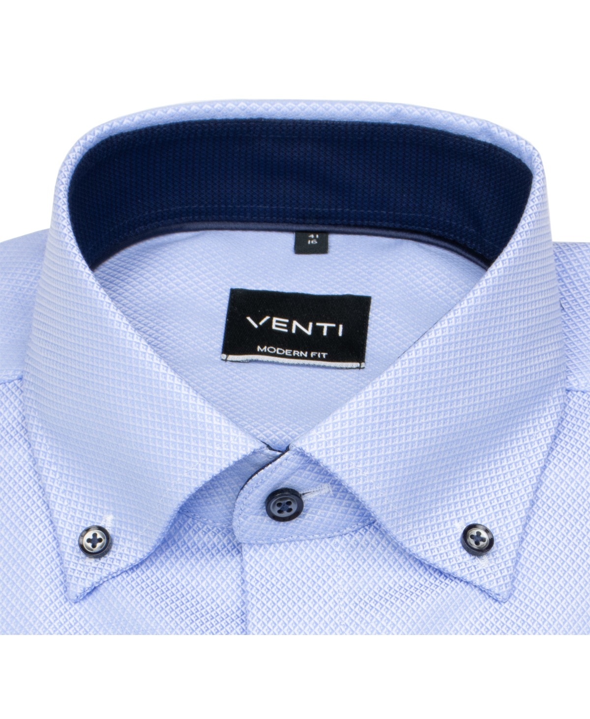 Venti Hemd - Modern Fit - Button Down - Struktur - Kontrastknöpfe - hellblau