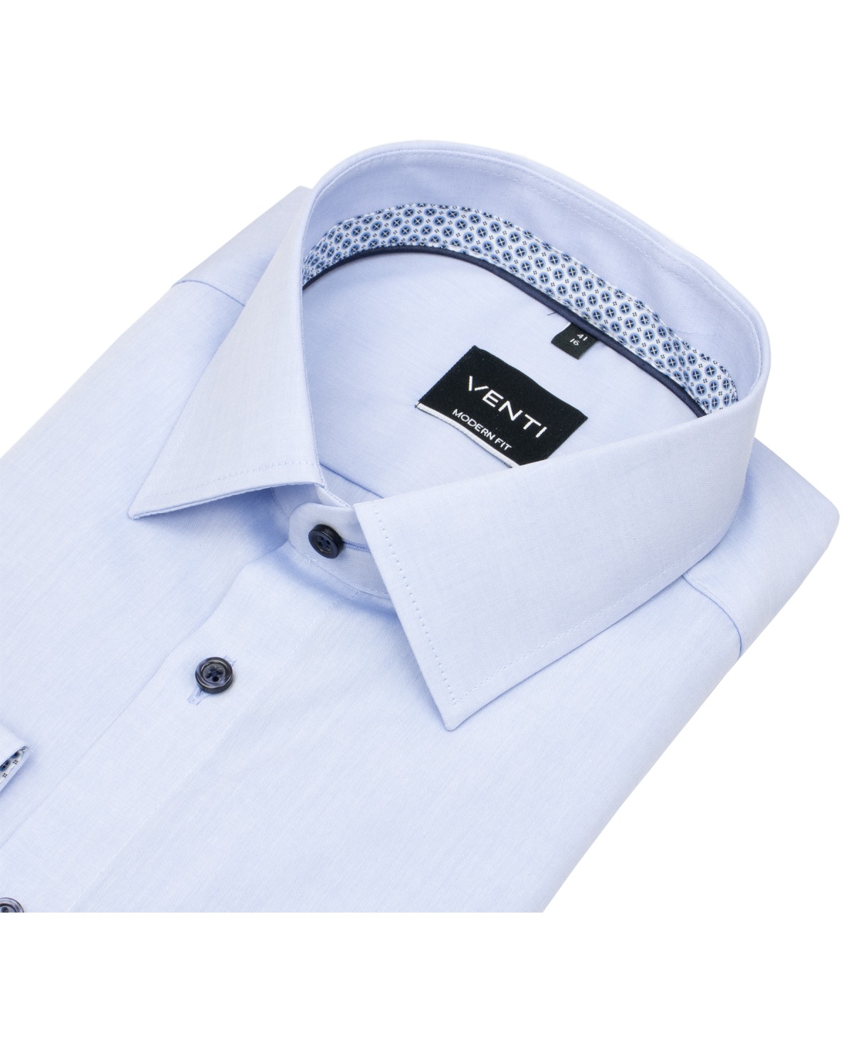 Venti Hemd - Modern Fit - Kentkragen - Kontrastknöpfe - hellblau