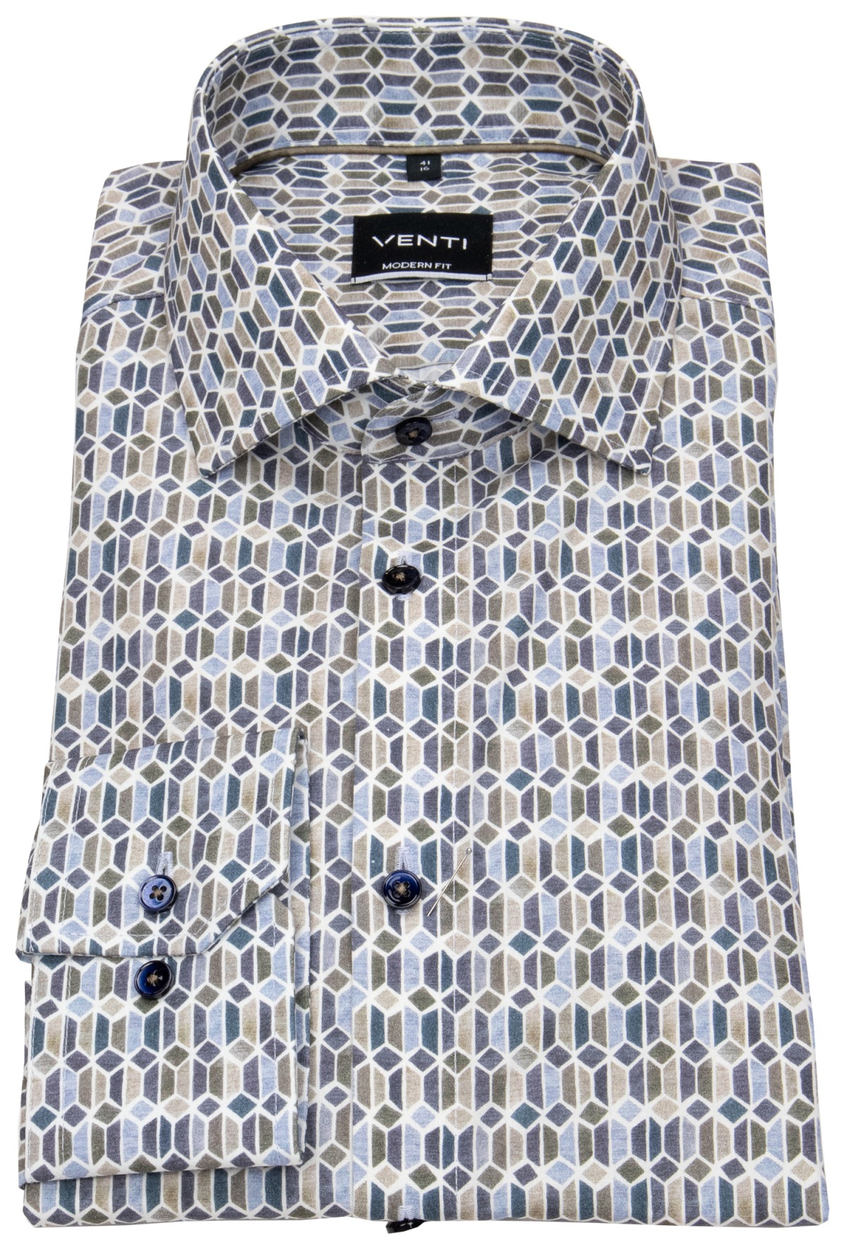 Venti Hemd - Modern Fit - Kentkragen - Kontrastknöpfe - Print - mehrfarbig