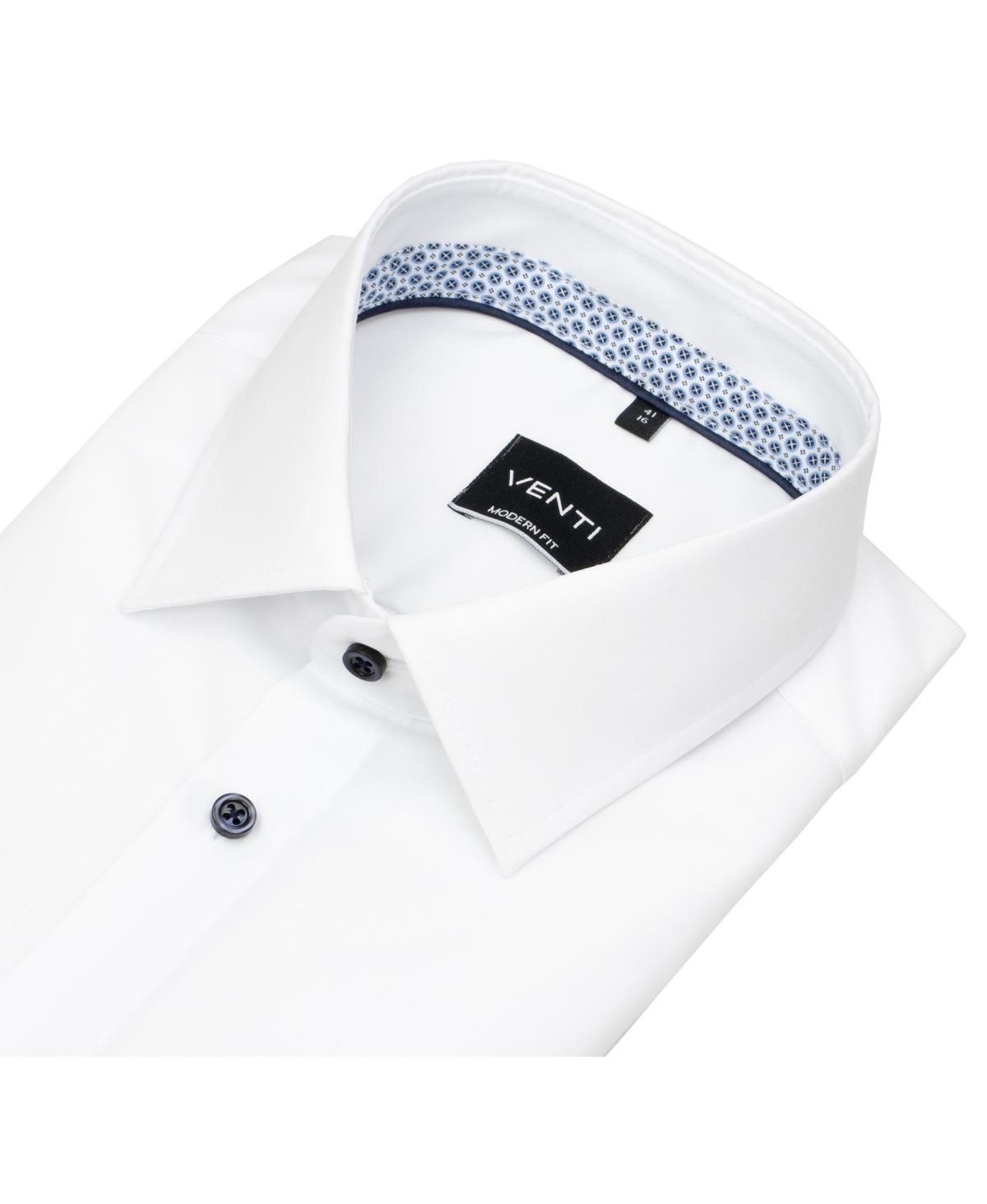 Venti Hemd - Modern Fit - Kentkragen - Kontrastknöpfe - weiß