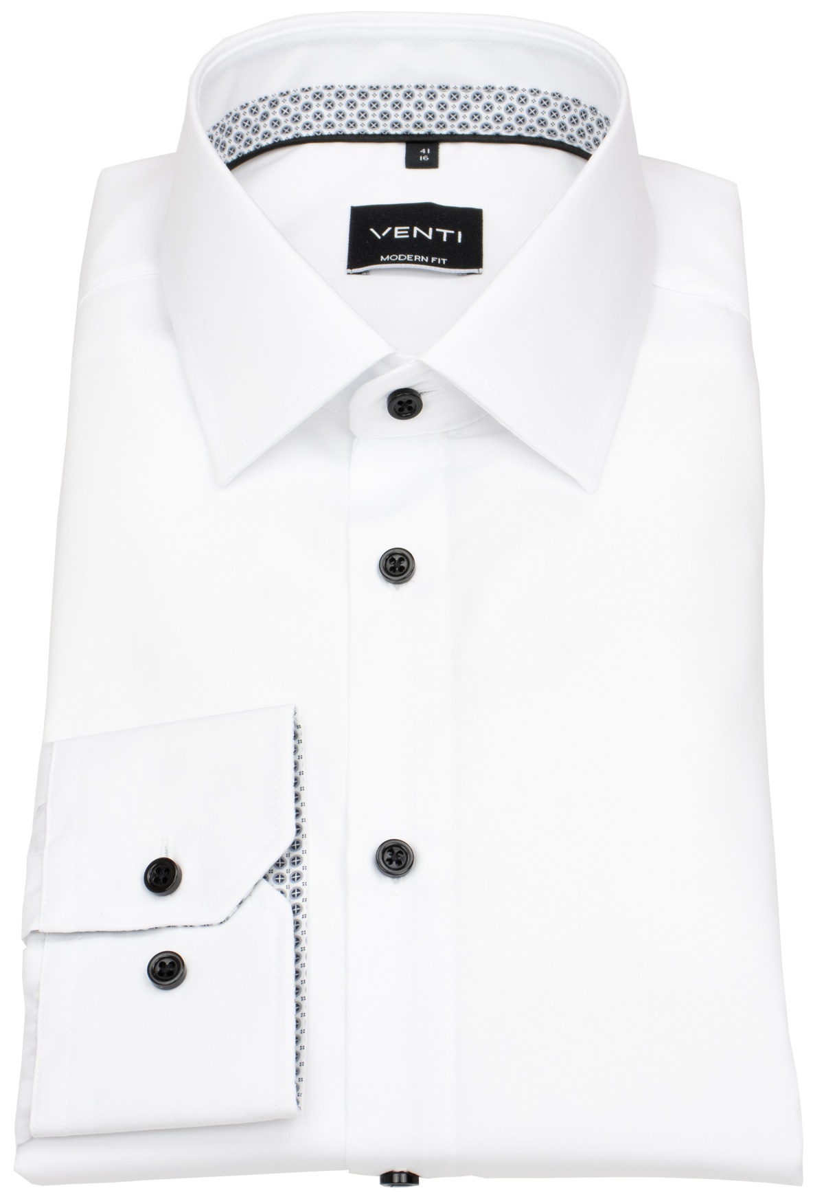 Venti Hemd - Modern Fit - Kentkragen - Kontrastknöpfe - weiß