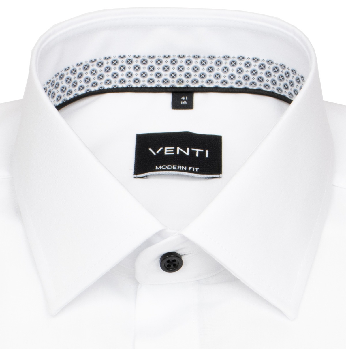 Venti Hemd - Modern Fit - Kentkragen - Kontrastknöpfe - weiß