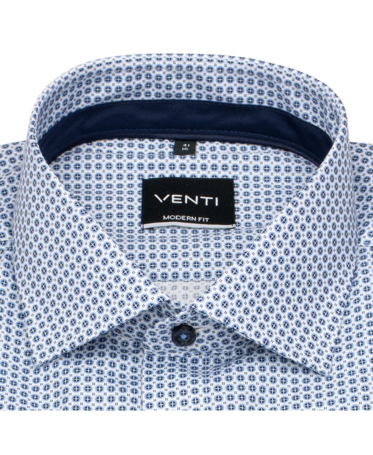Venti Hemd - Modern Fit - Kentkragen - Print - blau / weiß
