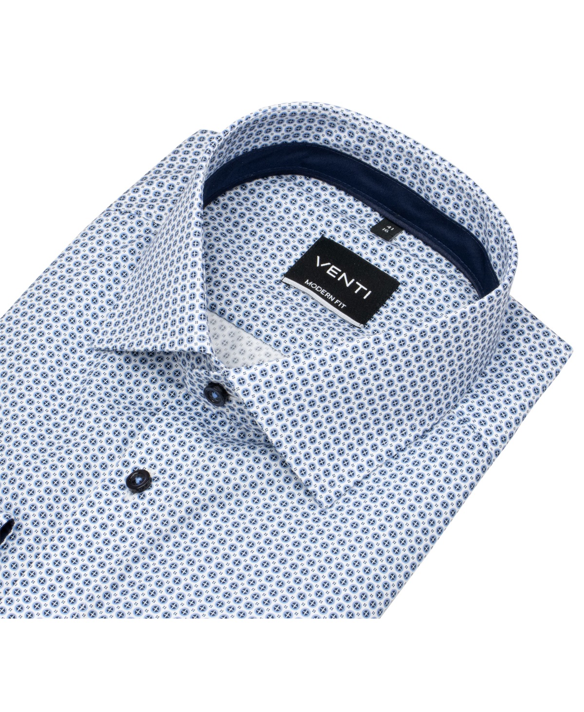 Venti Hemd - Modern Fit - Kentkragen - Print - blau / weiß