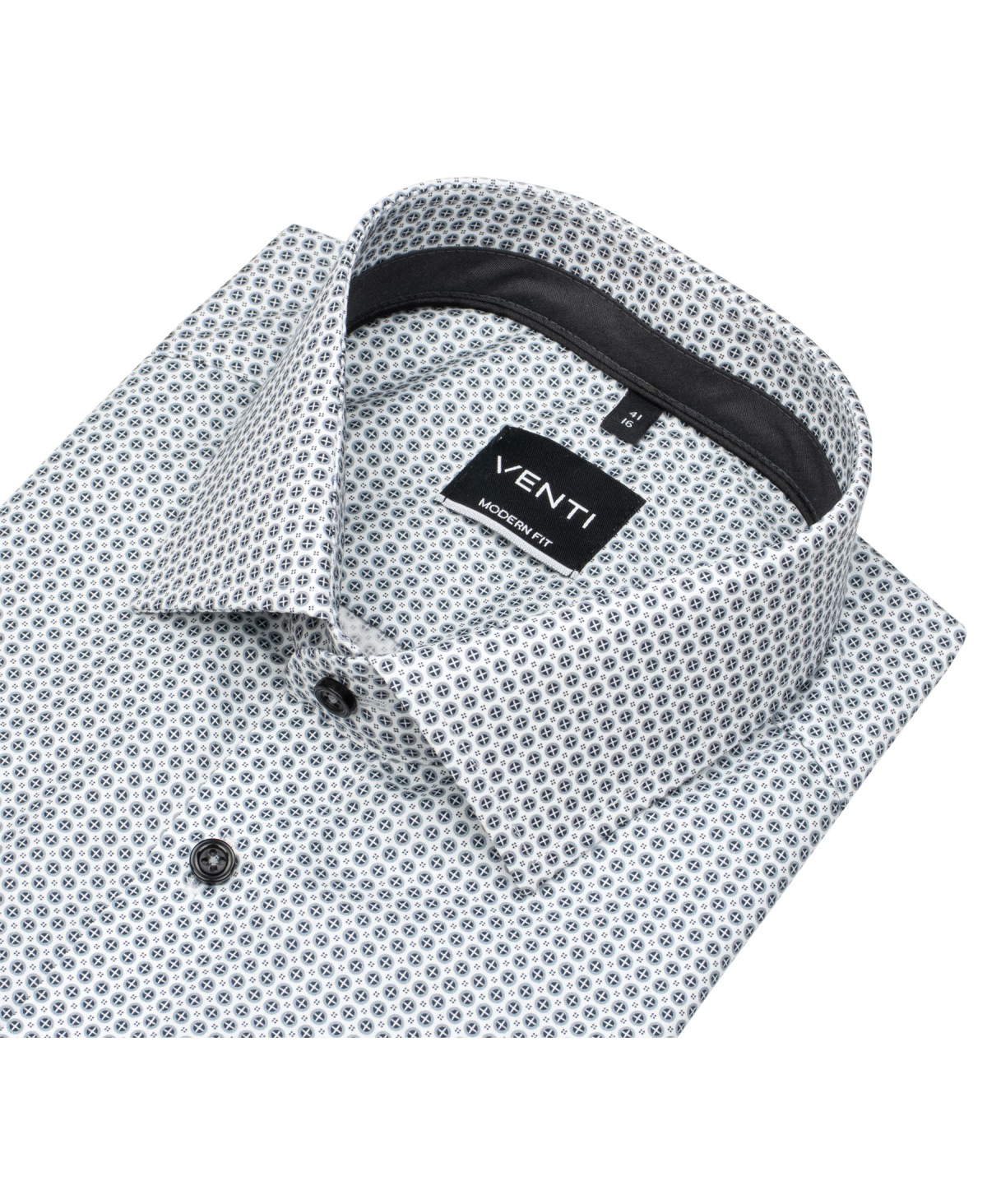 Venti Hemd - Modern Fit - Kentkragen - Print - grau / weiß