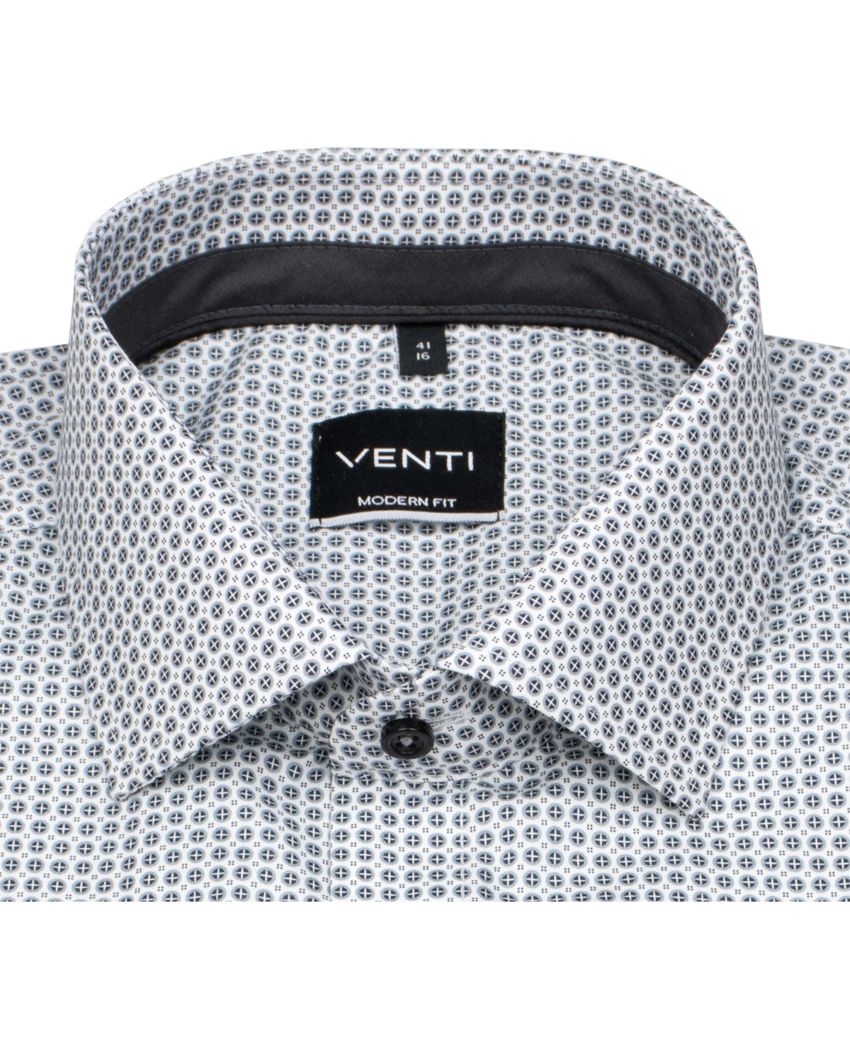 Venti Hemd - Modern Fit - Kentkragen - Print - grau / weiß