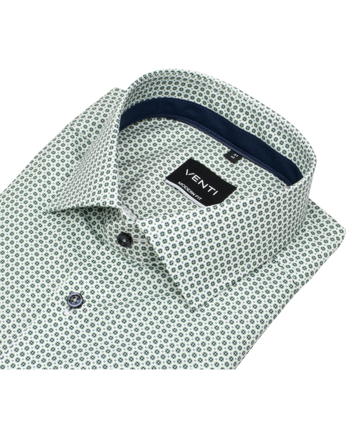 Venti Hemd - Modern Fit - Kentkragen - Print - grün / weiß