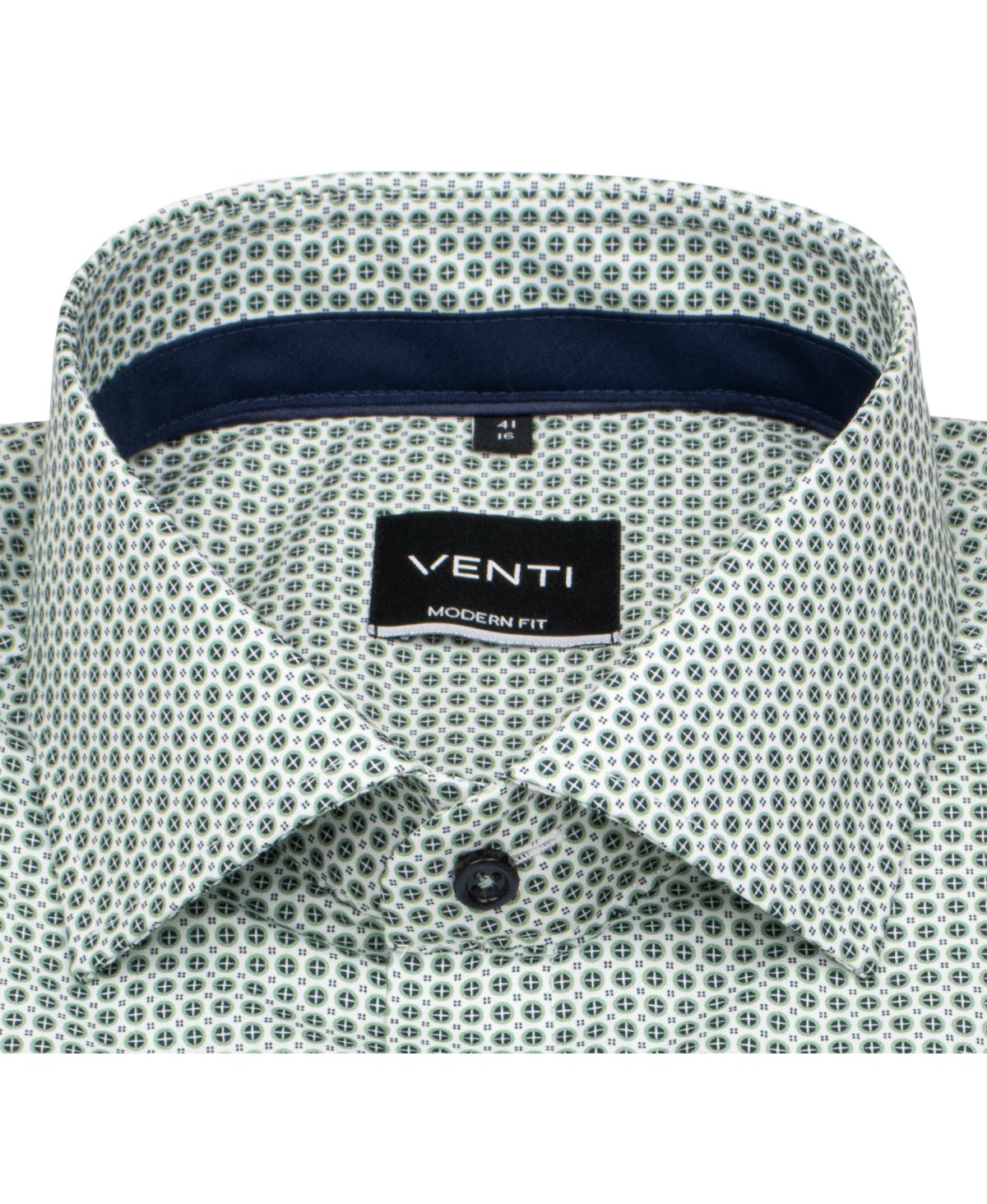 Venti Hemd - Modern Fit - Kentkragen - Print - grün / weiß