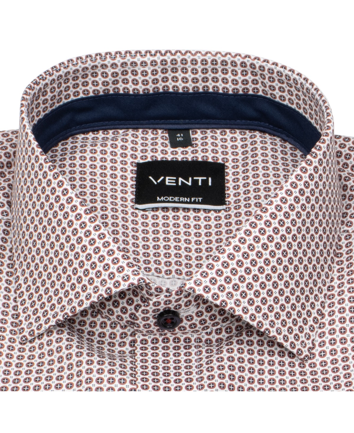 Venti Hemd - Modern Fit - Kentkragen - Print - rot / weiß