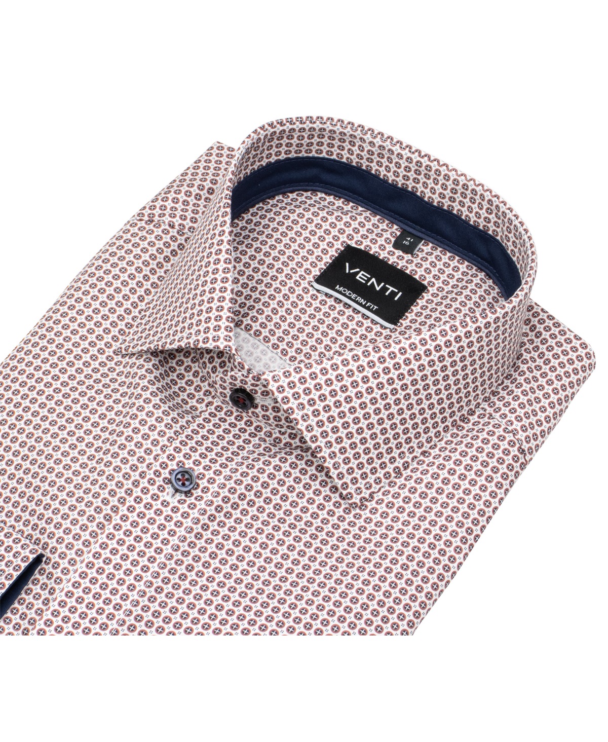 Venti Hemd - Modern Fit - Kentkragen - Print - rot / weiß