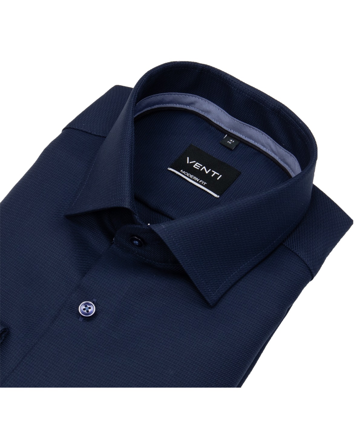 Venti Hemd - Modern Fit - Struktur - Kontrastknöpfe - dunkelblau
