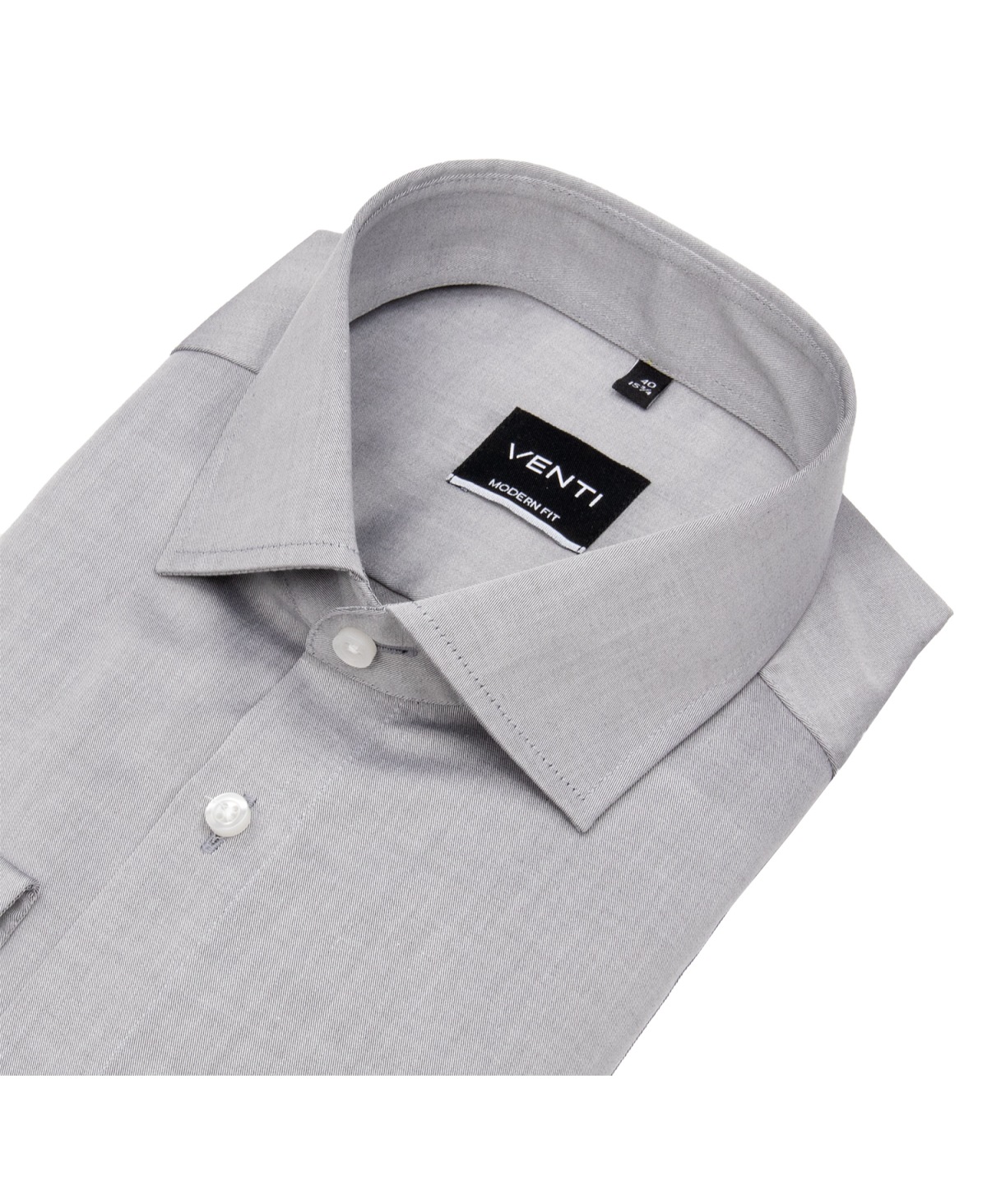 Venti Hemd - Modern Fit - Twill - grau - extra langer Arm 72cm