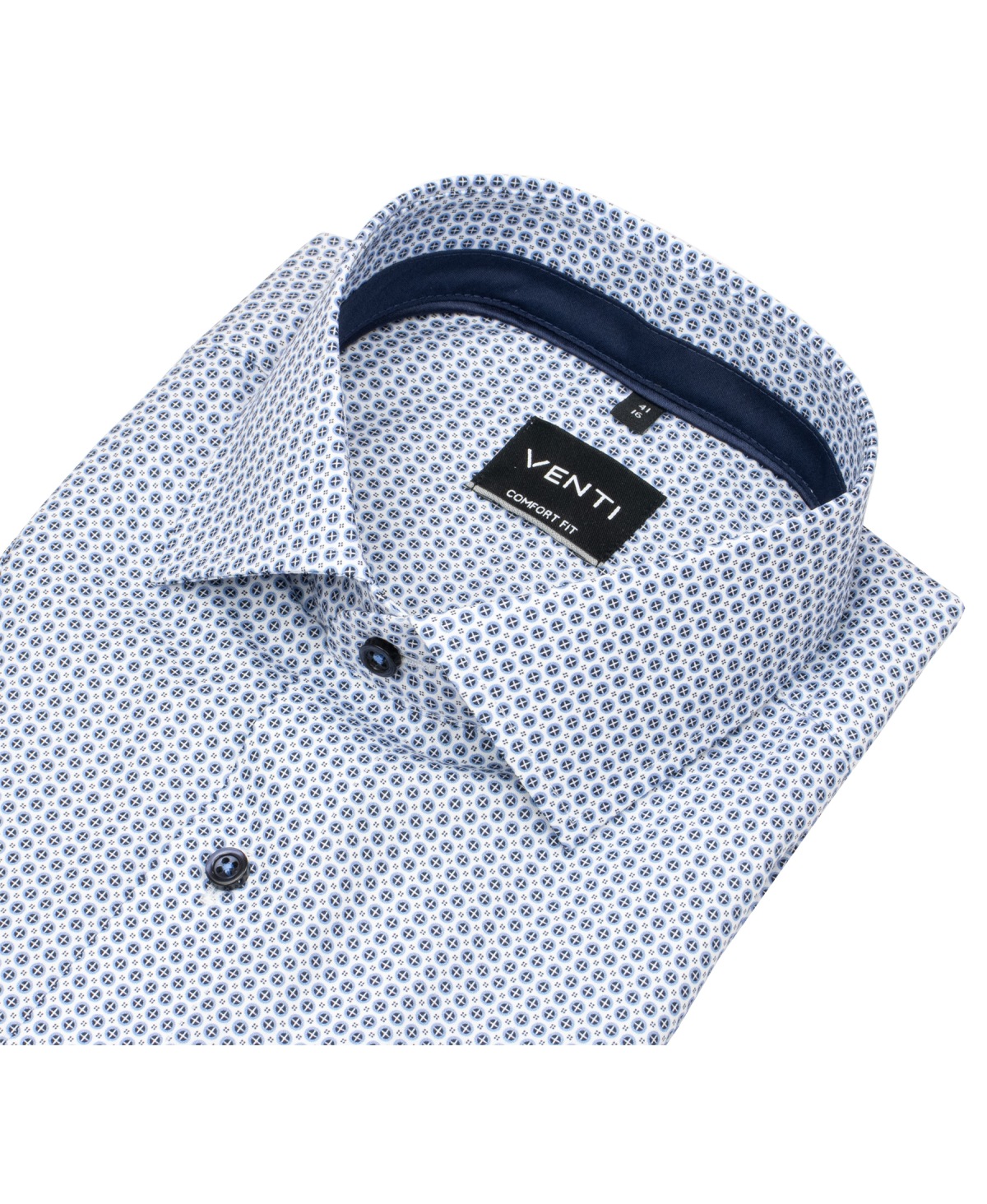 Venti Kurzarmhemd - Comfort Fit - Kontrastknöpfe - blau / weiß