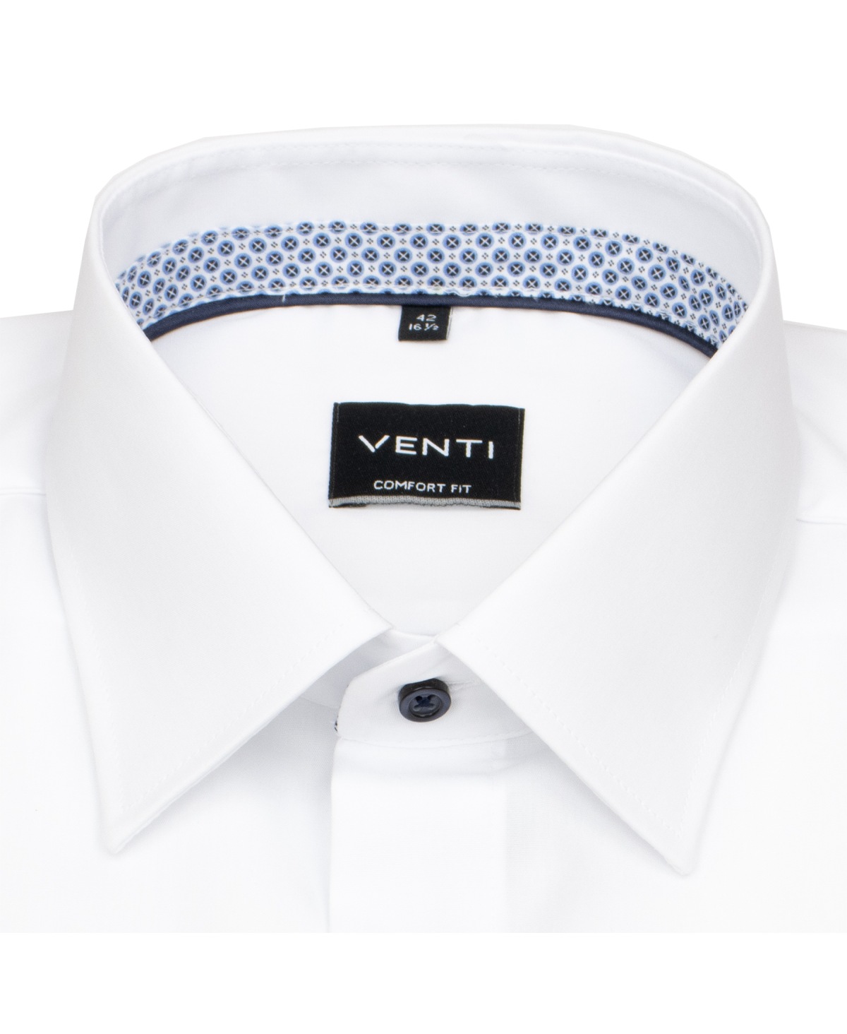 Venti Kurzarmhemd - Comfort Fit - Kontrastknöpfe - weiß