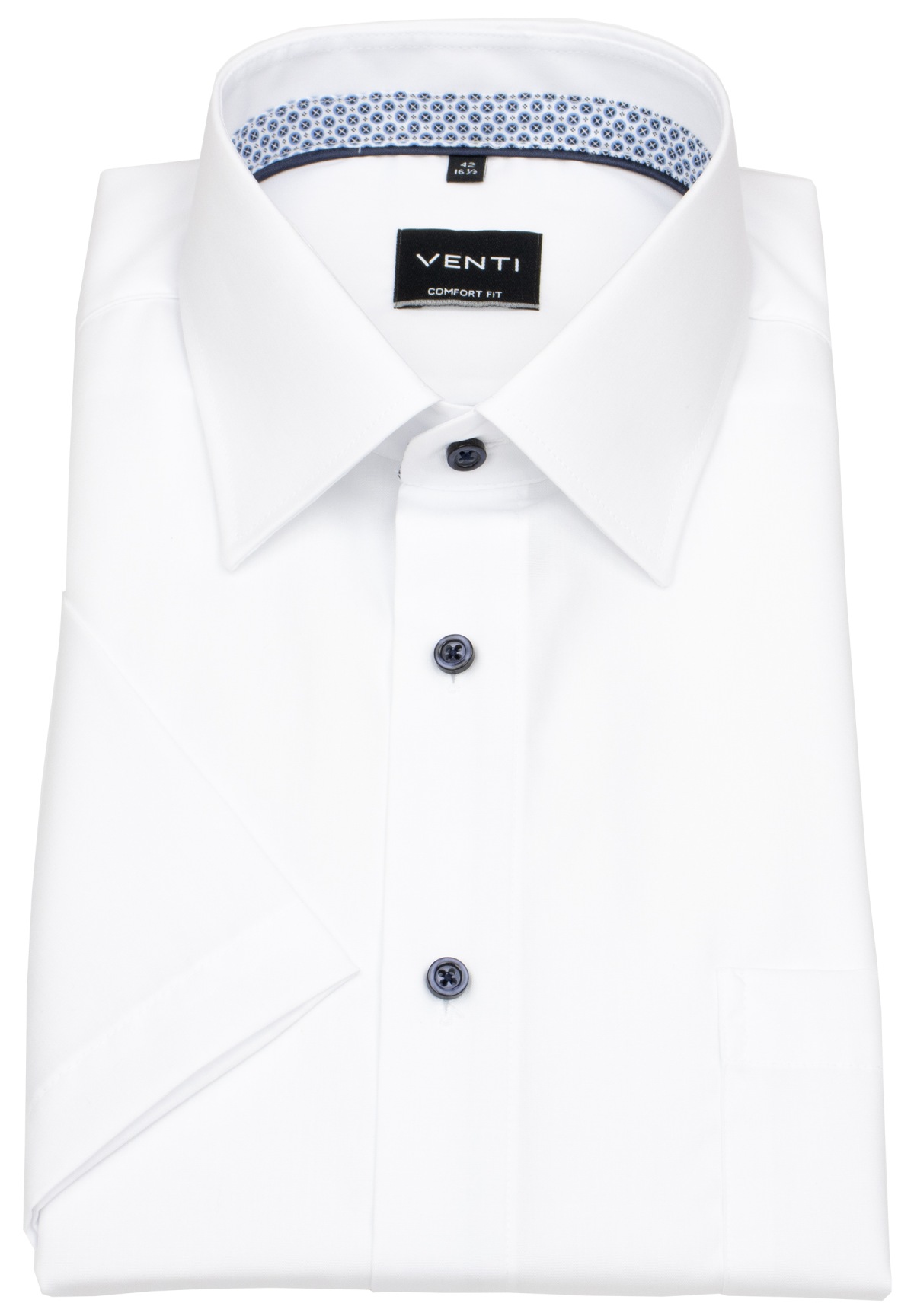 Venti Kurzarmhemd - Comfort Fit - Kontrastknöpfe - weiß