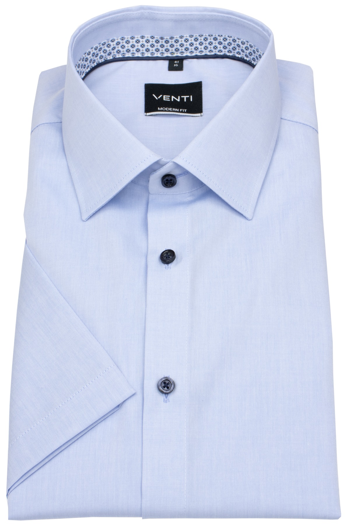 Venti Kurzarmhemd - Modern Fit - Kontrastknöpfe - hellblau