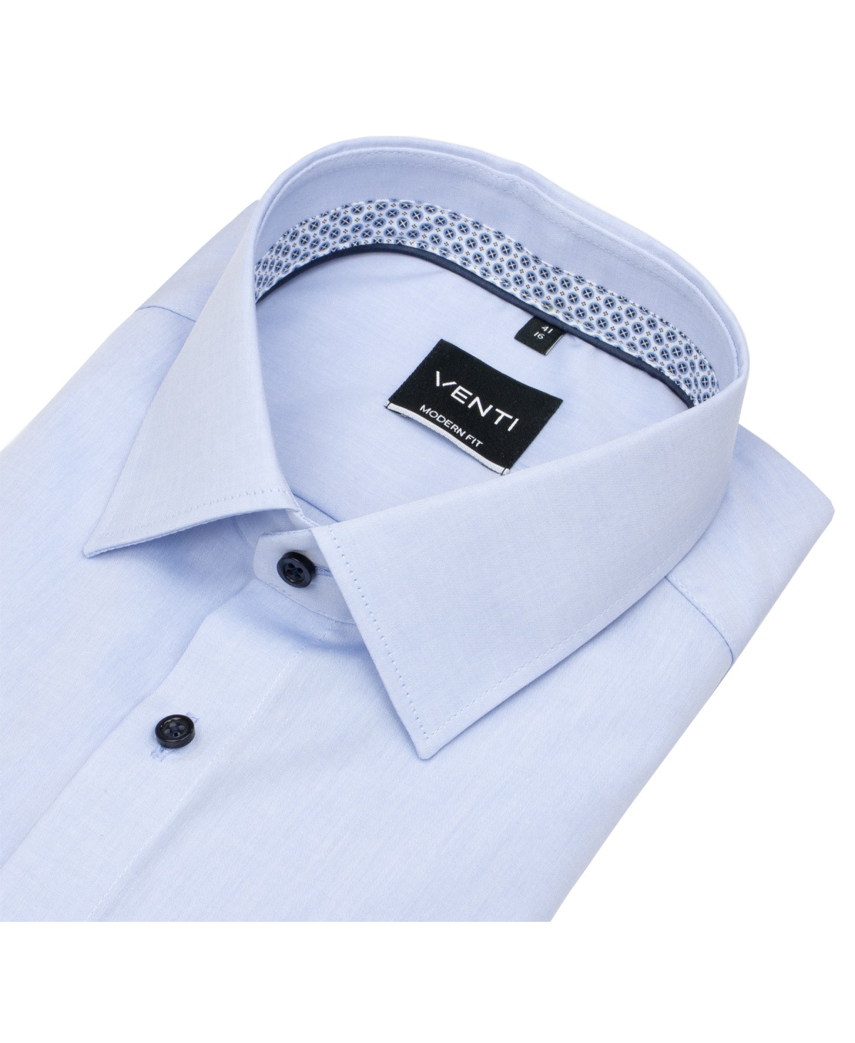 Venti Kurzarmhemd - Modern Fit - Kontrastknöpfe - hellblau