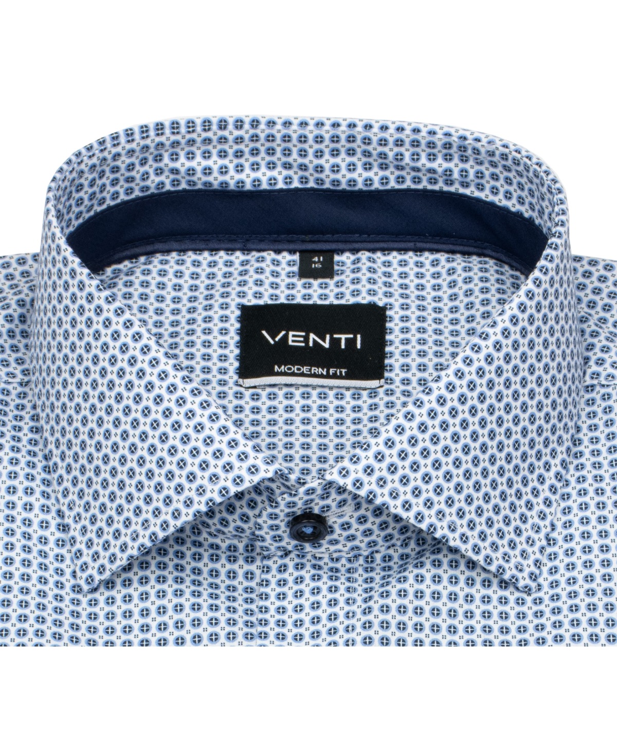 Venti Kurzarmhemd - Modern Fit - Kontrastknöpfe - hellblau / dunkelblau