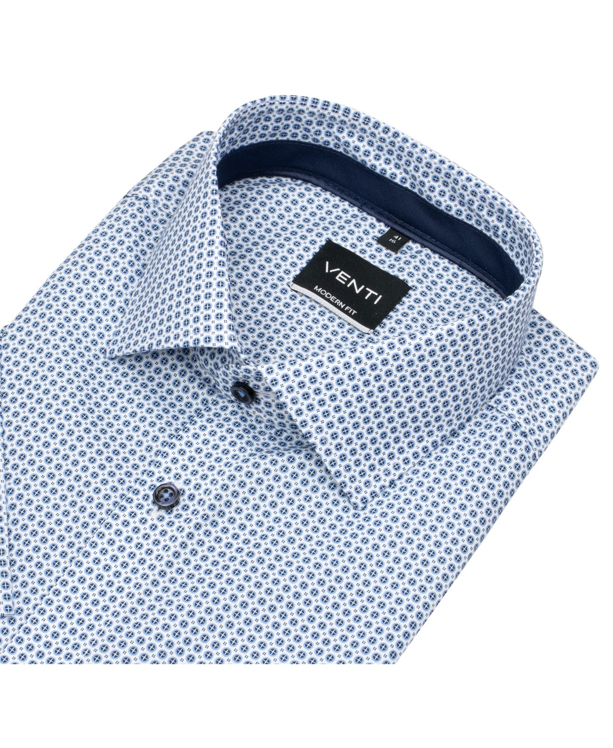 Venti Kurzarmhemd - Modern Fit - Kontrastknöpfe - hellblau / dunkelblau