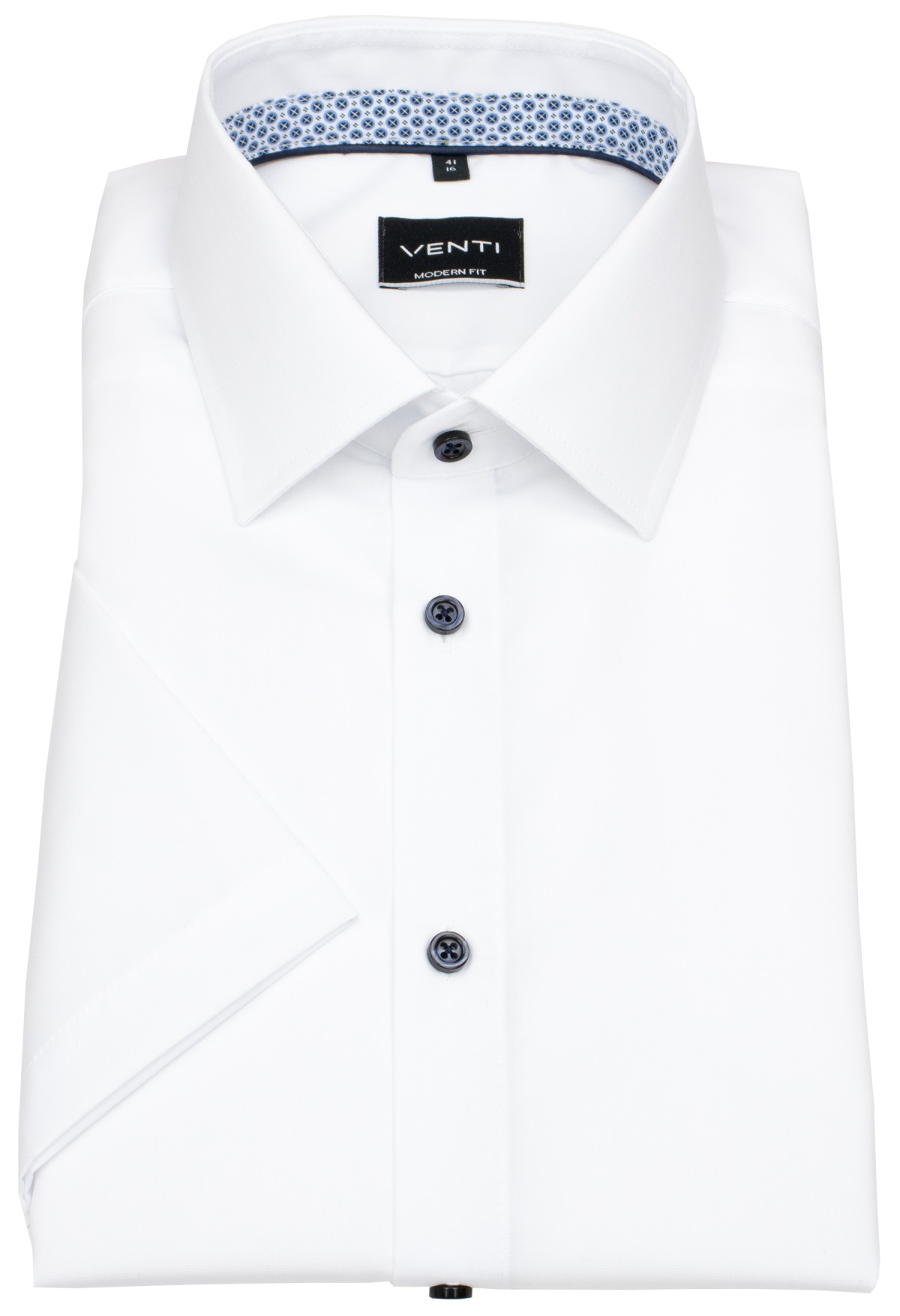 Venti Kurzarmhemd - Modern Fit - Kontrastknöpfe - weiß