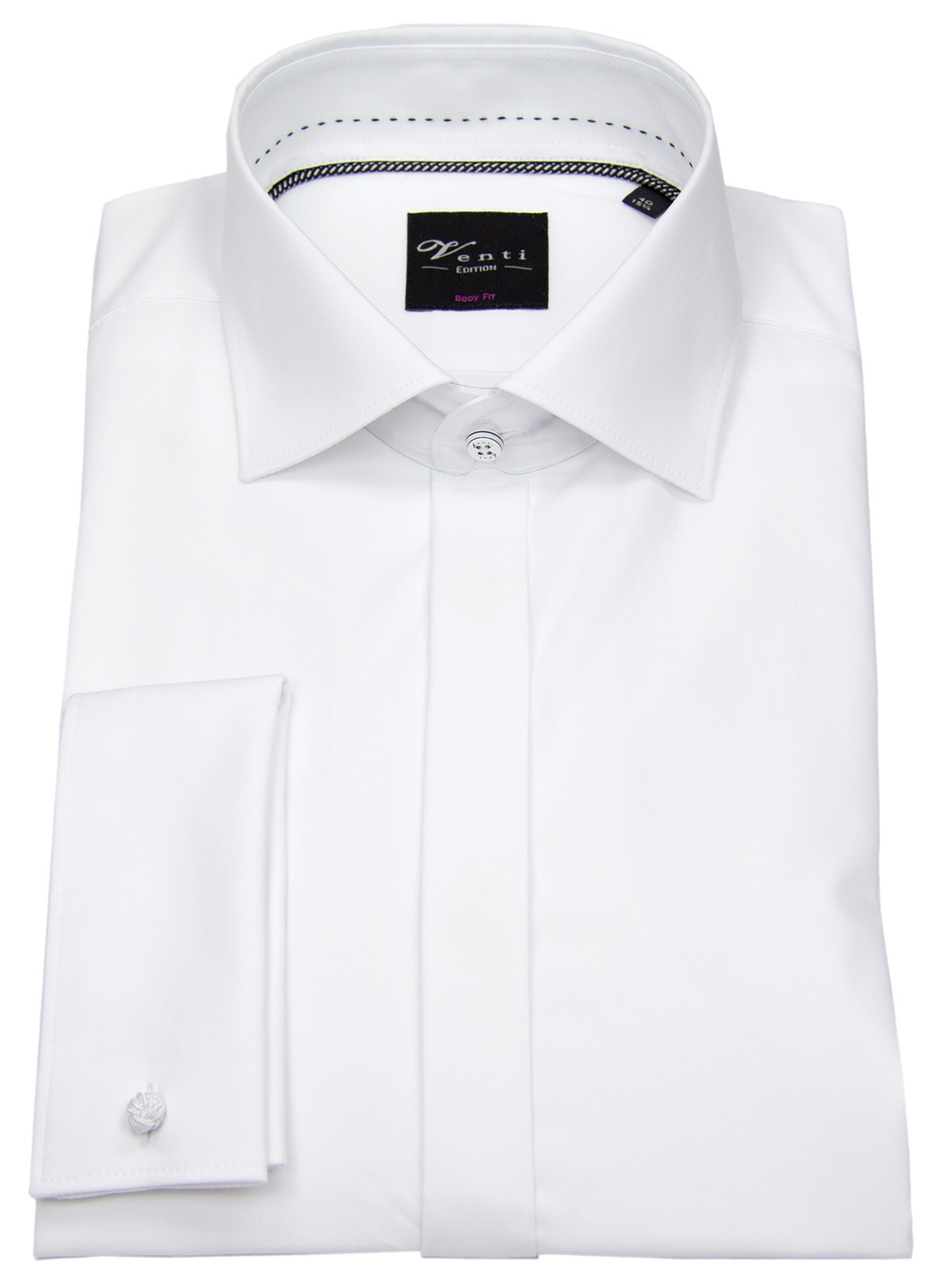 Venti Smokinghemd - Body Fit - verd. Knopfleiste - Umschlagmanschette - weiß