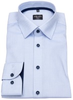 Marvelis Hemd - Body Fit - Kentkragen - Struktur - Kontrastknöpfe - hellblau