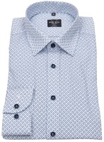 Marvelis Hemd - Body Fit - Kontrastknöpfe - blau / weiß - extra langer 69cm Arm