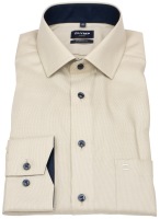 OLYMP Hemd - Luxor Modern Fit - Faux Uni - hellbraun / weiß
