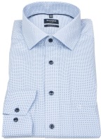 OLYMP Hemd - Modern Fit - Print - Kontrastknöpfe - blau / weiß