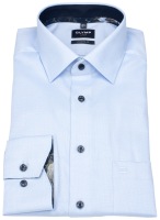 OLYMP Hemd - Modern Fit - Struktur - Kontrastknöpfe - hellblau - extra langer 69cm Arm