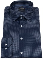 OLYMP Hemd - No. Six Super Slim - Print- dunkelblau - extra langer 69cm Arm