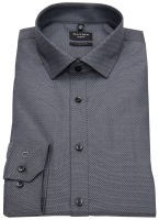 OLYMP Hemd - No. Six Super Slim - Struktur - schwarz / grau - extra langer 69cm Arm