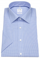 OLYMP Kurzarmhemd - Luxor Comfort Fit - fein kariert - hellblau / weiß
