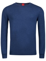OLYMP Pullover - Regular Fit - Rundhals - Merinowolle mit Seide - blau