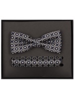 Venti Schleife / Fliege und Einstecktuch im Set - Seide - braun