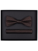 Venti Schleife / Fliege und Einstecktuch im Set - Seide - Struktur - braun