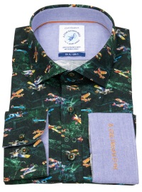 A Fish Named Fred Shirt - Modern Fit - Print - Flugzeuge - Dark Green