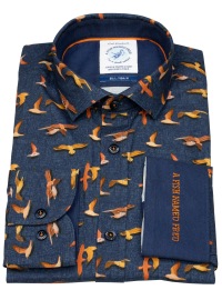A Fish Named Fred Shirt - Modern Fit - Print - Möven - Dark Blue